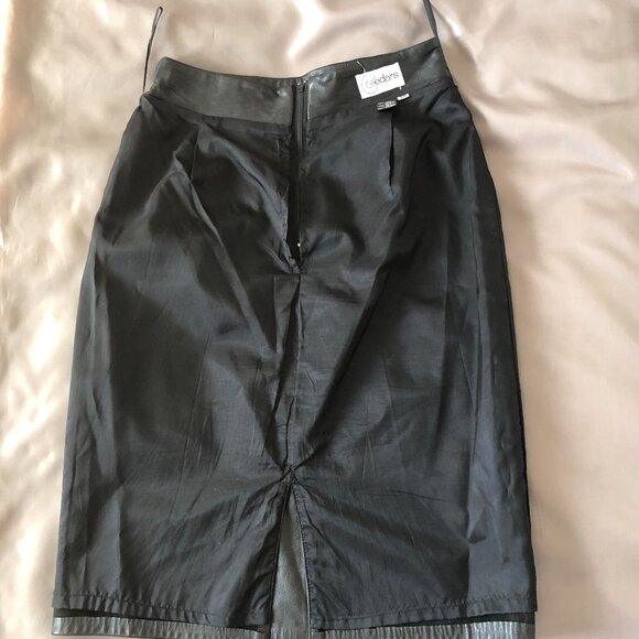 Black Leather Midi Skirt - Picture 3 of 7